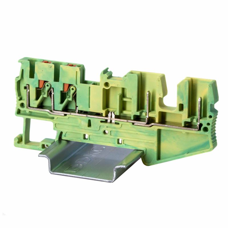 Клемма заземления под вставной штекер зажим push-in; 4 точки подключения; 2.5кв.мм DKC VPR-2.5-QT-2P-PE