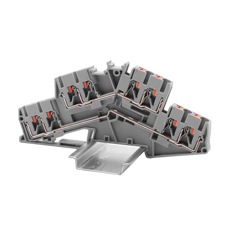 Клемма двухуровневая зажим push-in; 8 точек подключения; 2.5кв.мм сер. DKC VPRTT-2.5S-QT