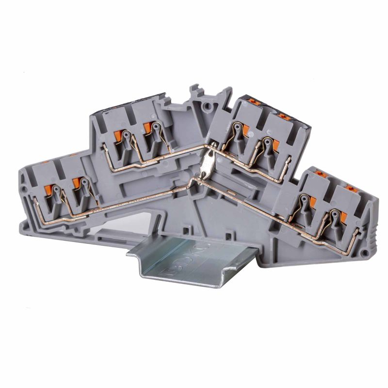 Клемма двухуровневая зажим push-in; 8 точек подключения; уровни соединены перемычкой; 2.5кв.мм сер. DKC VPRTT-2.5S-QT-PV