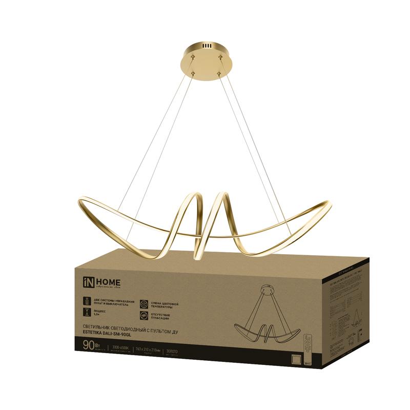 Светильник светодиодный ESTETIKA DALI-SM-90GL 90Вт 3000-6500К 230В 760х210х210мм 1.2м трос ДУ зол. IN HOME 4690612062433