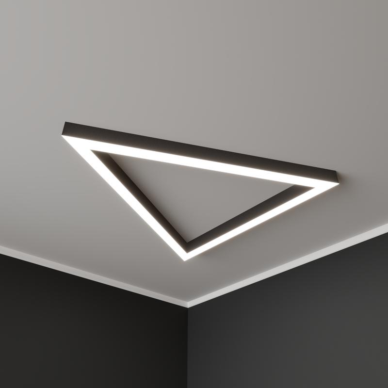 Светильник светодиодный RVE-PLS5070-TRIO-575-N 39Вт 4000К 575х498х70мм сег. 575мм 50х70мм треугольник накладной RAL9006 муар сер. RVElektro RVE00018666