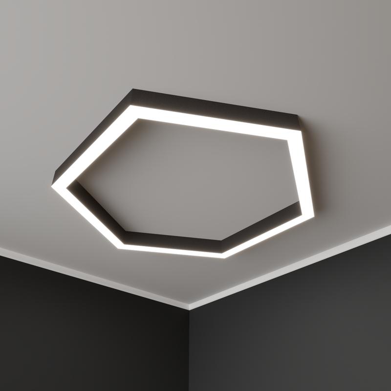 Светильник светодиодный RVE-PLS5070-HEXA-1030-N 78Вт 4000К 1030х892х70мм сег. 515мм 50х70мм шестиугольник накладной RAL9006 муар сер. RVElektro RVE00018675