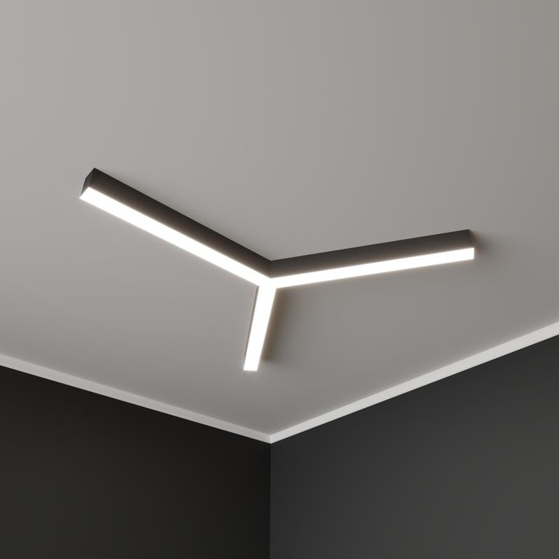 Светильник светодиодный RVE-PLS5070-TRINITY-1289-N 59Вт 4000К 1289х1117х70мм сег. 730мм 50х70мм трехлучевой крест накладной RAL9006 муар сер. RVElektro RVE00018685