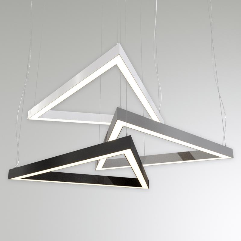 Светильник светодиодный RVE-PLS5070-TRIO-575-P 39Вт 4000К 575х498х70мм сег. 575мм 50х70мм треугольник подвесной RAL9006 муар сер. RVElektro RVE00018662