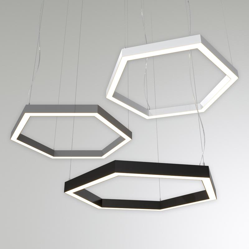 Светильник светодиодный RVE-PLS5070-HEXA-1030-P 78Вт 4000К 1030х892х70мм сег. 515мм 50х70мм шестиугольник подвесной RAL9006 муар сер. RVElektro RVE00018671