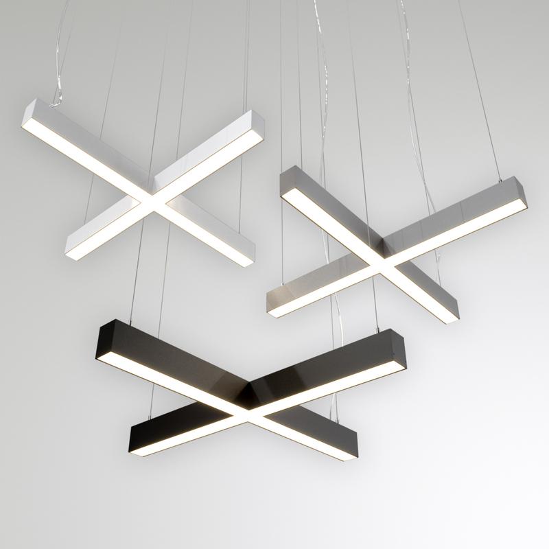 Светильник светодиодный RVE-PLS5070-KRESCENT-1465-P 78Вт 4000К 1465х1465х70мм сег. 733мм 50х70мм крест подвесной RAL9006 муар сер. RVElektro RVE00018690