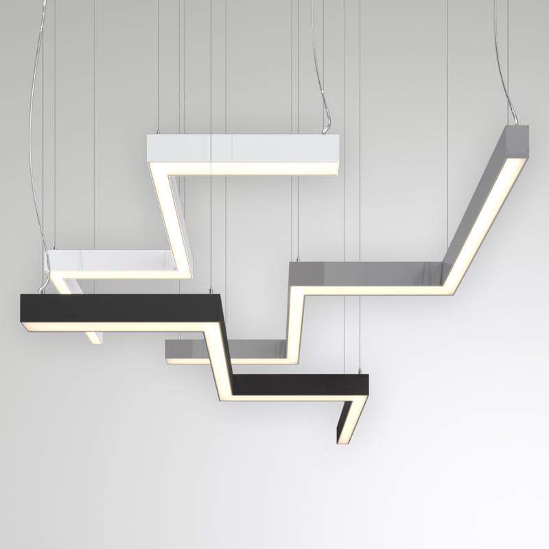 Светильник светодиодный RVE-PLS5070-BARRE-M-2042-P 75Вт 4000К 2042х564х70мм сег. 747мм 50х70мм зигзаг M подвесной RAL9006 муар сер. RVElektro RVE00018698