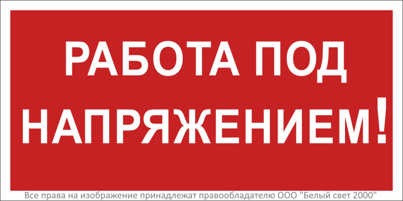 Знак безопасности BL-2915B.T12 "Работа под напряжением!" Белый свет a19381