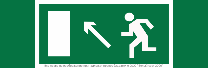 Знак безопасности NPU-3311.E06 "Направление к эвакуационному выходу налево вверх" Белый свет a32669