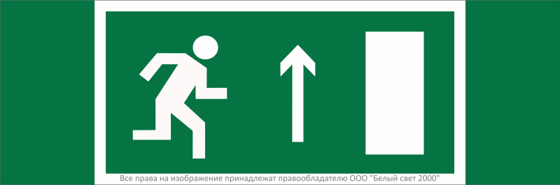 Знак безопасности NPU-3311.E11 "Направление к эвакуационному выходу прямо (прав.)" Белый свет a32674