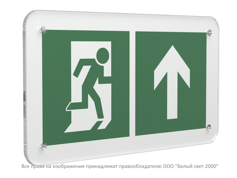 Знак безопасности PS-33186.E38 "Направление к эвакуационному выходу прямо" Белый свет a32881
