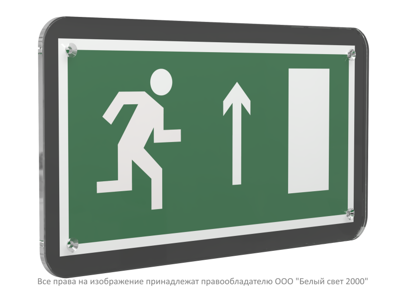 Знак безопасности PS-33186-Black.E11 "Направление к эвакуационному выходу прямо (прав.)" Белый свет a32967