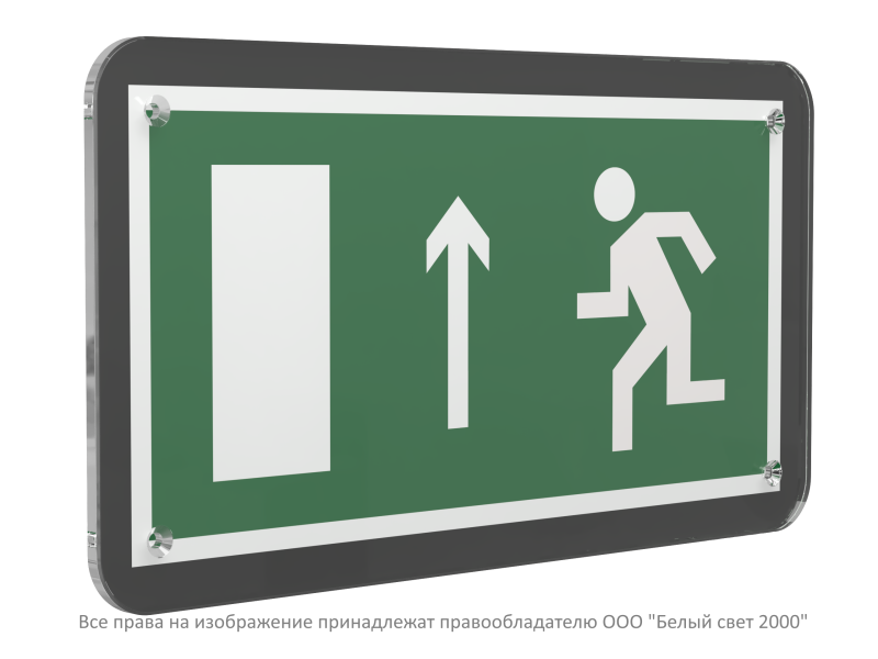 Знак безопасности PS-33186-Black.E12 "Направление к эвакуационному выходу прямо (лев.)" Белый свет a32968
