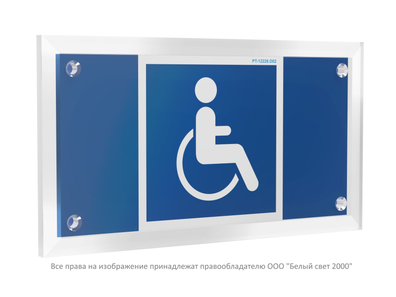 Знак безопасности PT-12228.D02 "Символы доступности для инвалидов всех категорий" Белый свет a20973