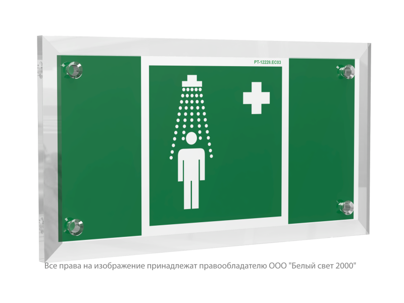Знак безопасности PT-12228.EC03 "Пункт приема гигиенических процедур (душевые)" Белый свет a20942