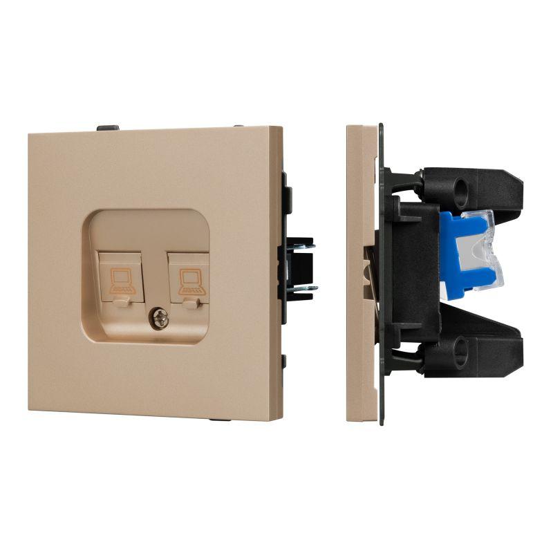 Розетка компьютерная 2-м SCT-TENDO-MPC2-PL-GD RJ45 кат.6 механизм Arlight 054103