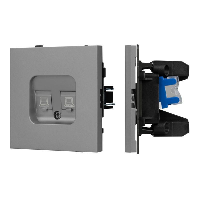 Розетка компьютерная 2-м SCT-TENDO-MPC2-PL-GR RJ45 кат.6 механизм Arlight 054102