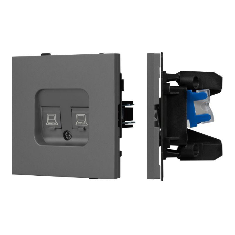 Розетка компьютерная 2-м SCT-TENDO-MPC2-SFPL-GR RJ45 кат.6 механизм Arlight 054597