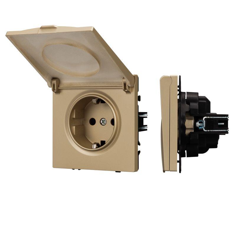 Розетка SCT-NOBE-MCP-SFPL-GD 16А 230В влагозащ. механизм Arlight 054282