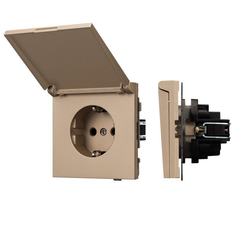 Розетка SCT-TENDO-MCP-PL-GD 16А 230В влагозащ. механизм Arlight 054093