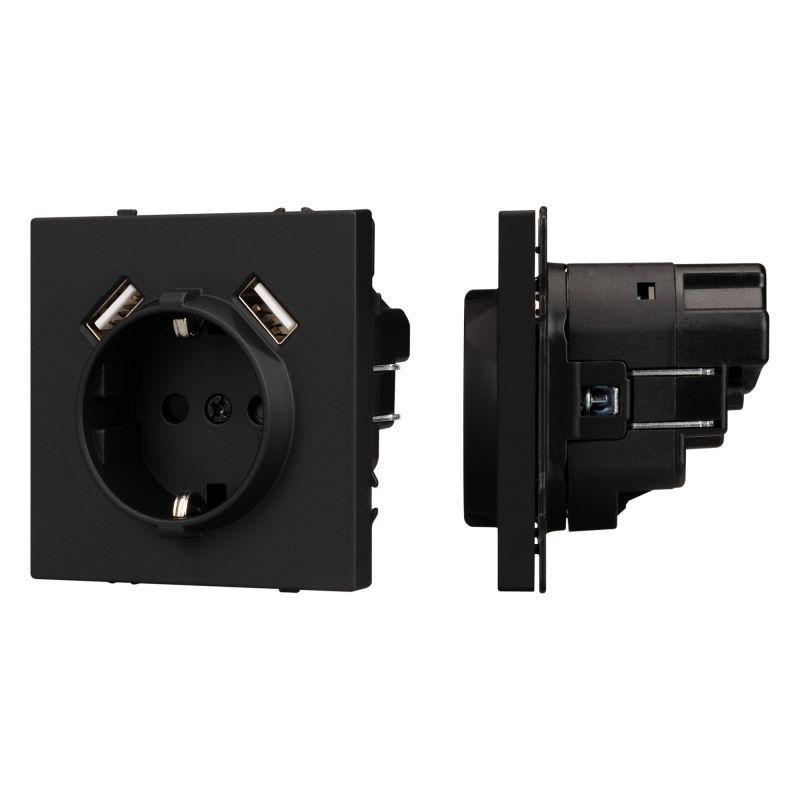 Розетка SCT-NOBE-MUAA-SFPL-BK 16А 230В с USB зарядкой механизм Arlight 054289