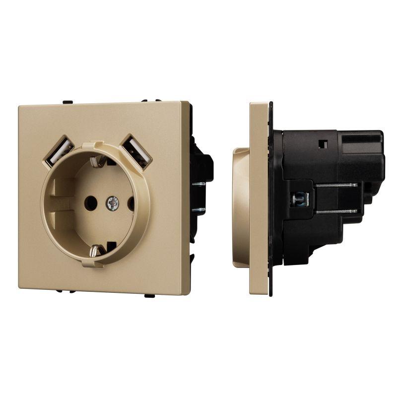 Розетка SCT-NOBE-MUAA-SFPL-GD 16А 230В с USB зарядкой механизм Arlight 054290