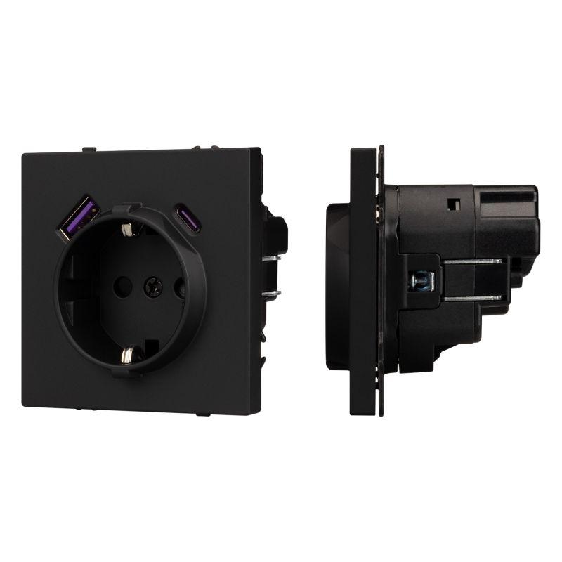 Розетка SCT-NOBE-MUAC-SFPL-BK 16А 230В с USB зарядкой механизм Arlight 054285