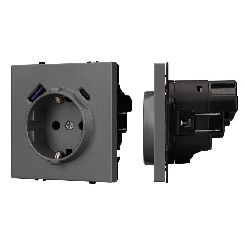 Розетка SCT-NOBE-MUAC-SFPL-GR 16А 230В с USB зарядкой механизм Arlight 054287