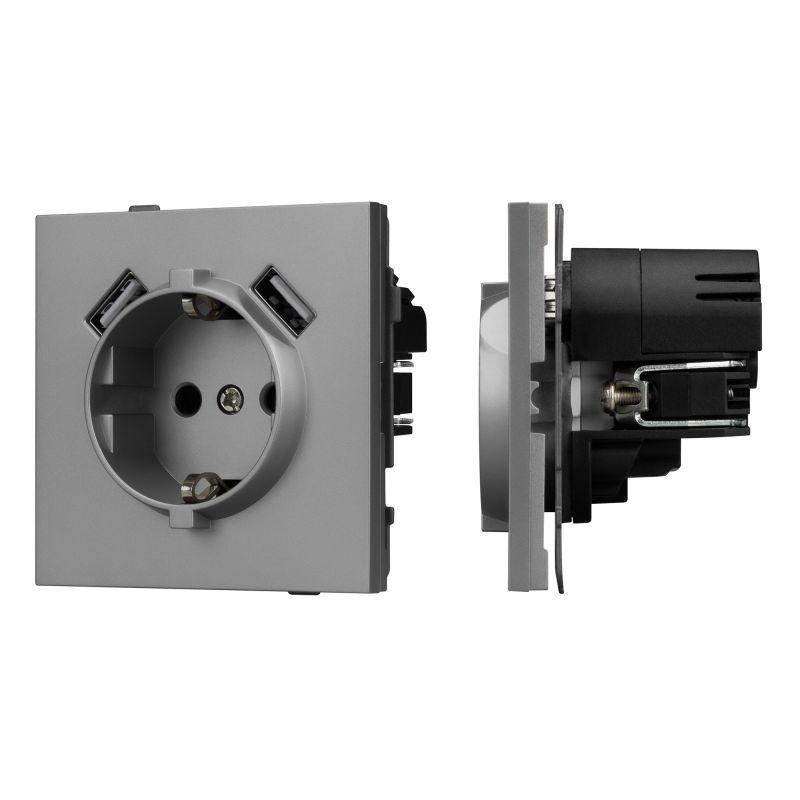 Розетка SCT-TENDO-MUAA-PL-GR 16А 230В с USB зарядкой механизм Arlight 054084