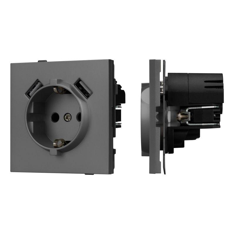 Розетка SCT-TENDO-MUAA-SFPL-GR 16А 230В с USB зарядкой механизм Arlight 054605