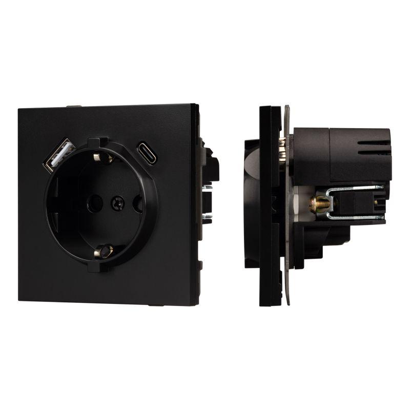 Розетка SCT-TENDO-MUAC-PL-BK 16А 230В с USB зарядкой механизм Arlight 054087