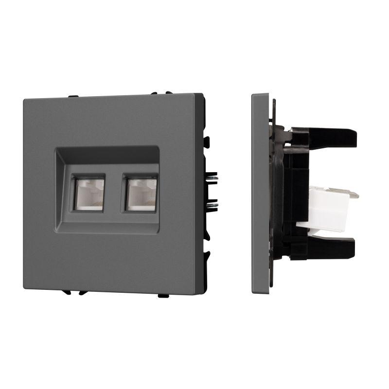 Розетка компьютерная 2-м SCT-NOBE-MPC2-SFPL-GR RJ45 кат.6 механизм Arlight 054315