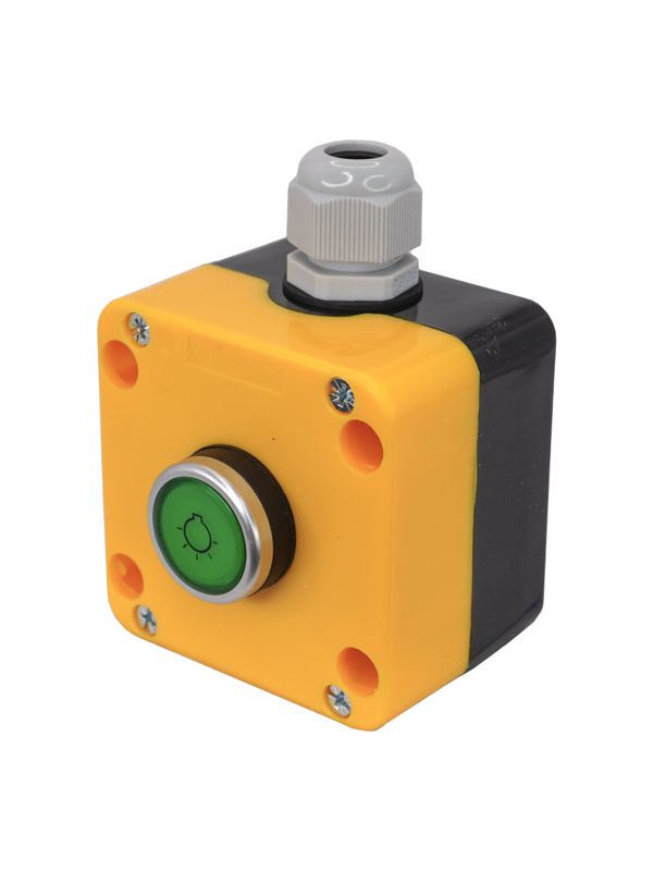 Пост управления ПКУ-22-1W1M-65У1 1 цилиндр с подсветкой 220В AC НО IP65 зел. Электротехник ET014868