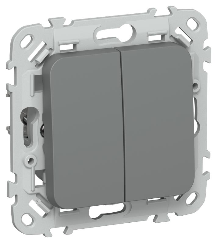 Выключатель кнопочный проходной 2-кл. СП FLITE ВС62-2-0-ФлМА 10А механизм мокрый асфальт IEK FI-V28-0-10-1-K80