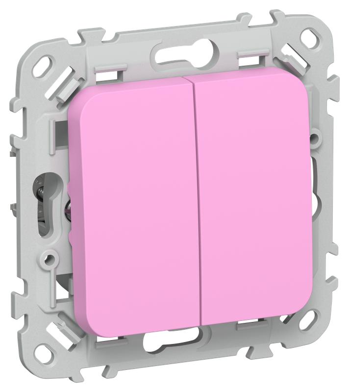 Выключатель кнопочный проходной 2-кл. СП FLITE ВС62-2-0-ФлПр 10А механизм пурпур. IEK FI-V28-0-10-1-K99