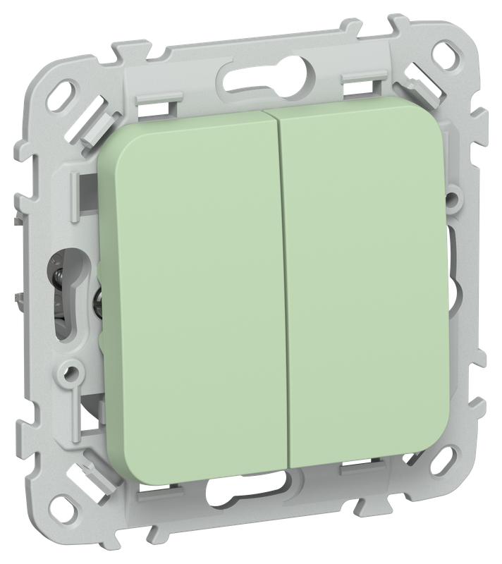 Выключатель кнопочный проходной 2-кл. СП FLITE ВС62-2-0-ФлФ 10А механизм фисташк. IEK FI-V28-0-10-1-K93