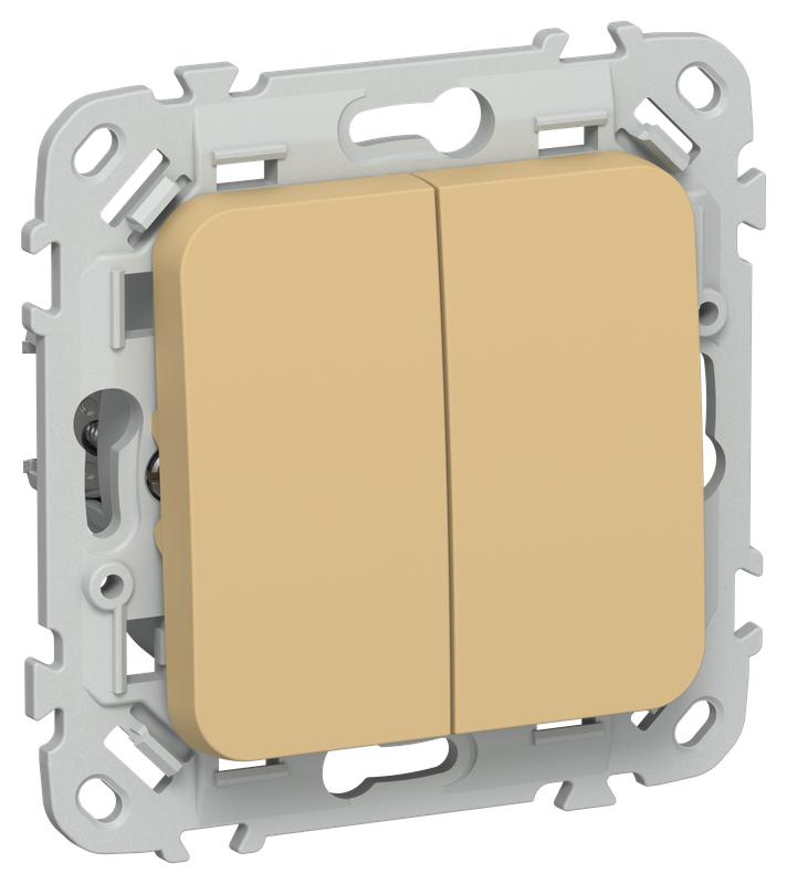 Выключатель кнопочный проходной 2-кл. СП FLITE ВС62-2-0-ФлШм 10А механизм шамуа IEK FI-V28-0-10-1-K89