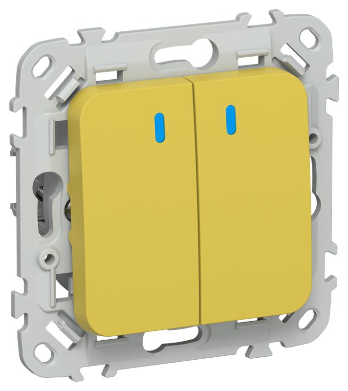 Выключатель кнопочный 2-кл. СП FLITE ВС12-2-1-ФлЖК 10А с индикацией механизм желт. карри IEK FI-V24-1-10-1-K44