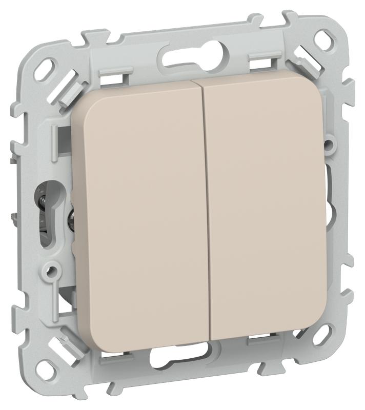 Выключатель жалюзи СП FLITE ВЖ42-2-0-ФлЛ 10А с блокировкой механизм льняной IEK FI-V15-0-10-K88