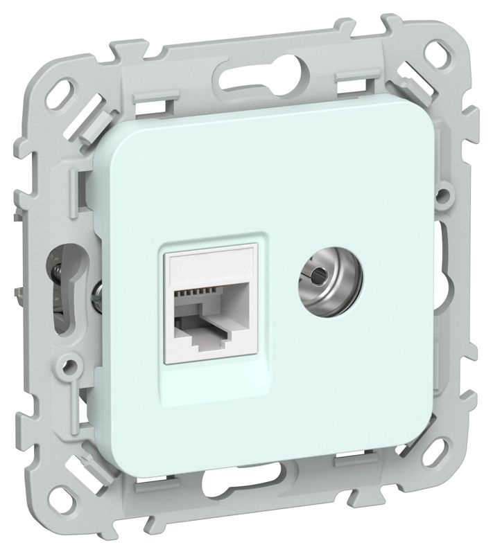 Розетка 2-м СП FLITE РКТВ5е-2-0-ФлХЛ RJ45/TV кат.5E UTP механизм холод. лед IEK FI-AK22-1-K94