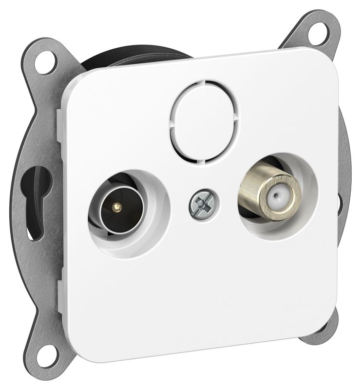 Розетка оконечная TV/SAT 2-м СП FLITE РТВс-2-1-1-ФлБ экранир. механизм бел. IEK FI-AF23-O-K01