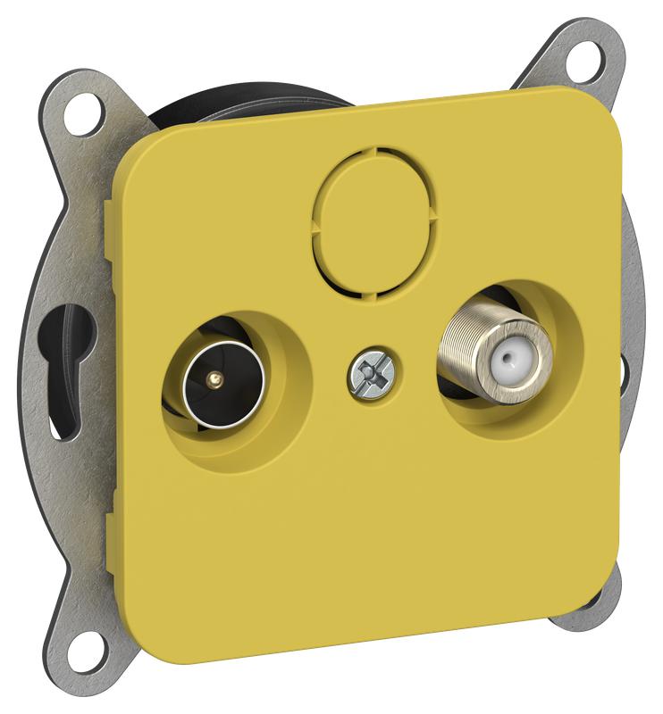 Розетка оконечная TV/SAT 2-м СП FLITE РТВс-2-1-1-ФлЖК экранир. механизм желт. карри IEK FI-AF23-O-K44