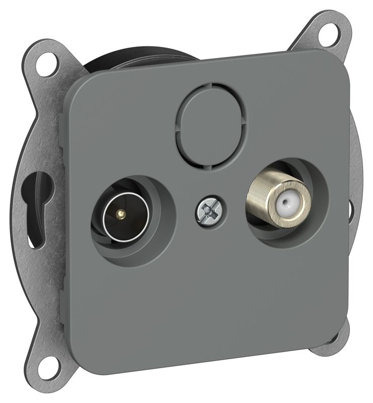 Розетка оконечная TV/SAT 2-м СП FLITE РТВс-2-1-1-ФлМА экранир. механизм мокрый асфальт IEK FI-AF23-O-K80