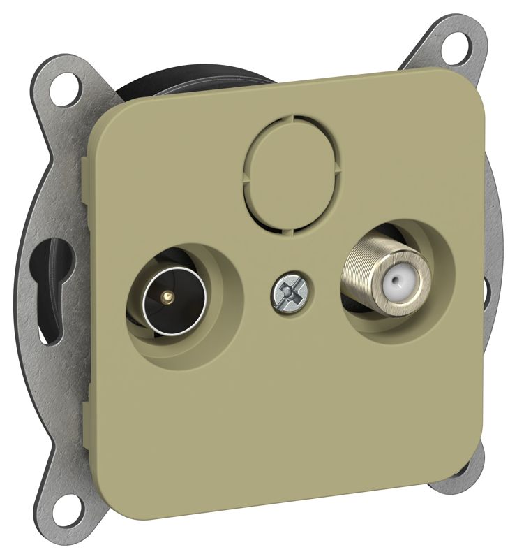 Розетка оконечная TV/SAT 2-м СП FLITE РТВс-2-1-1-ФлО экранир. механизм олив. IEK FI-AF23-O-K26