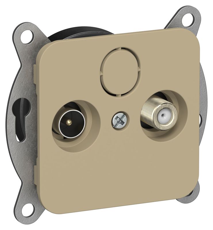 Розетка оконечная TV/SAT 2-м СП FLITE РТВс-2-1-1-ФлХ экранир. механизм хаки IEK FI-AF23-O-K59