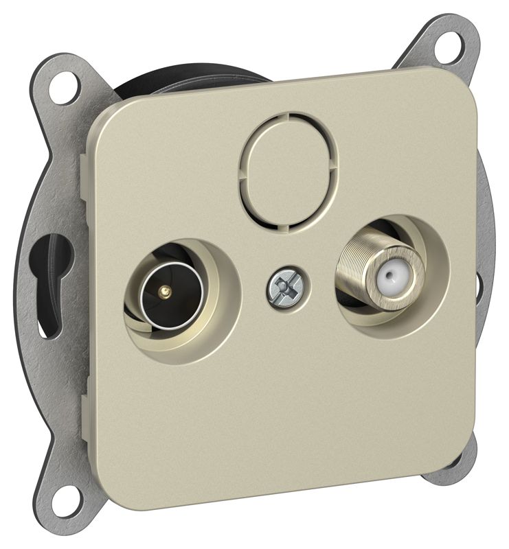 Розетка оконечная TV/SAT 2-м СП FLITE РТВс-2-1-1-ФлШ экранир. механизм шампань IEK FI-AF23-O-K37