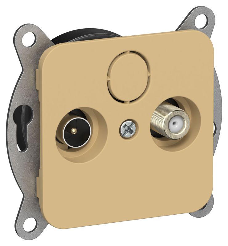 Розетка оконечная TV/SAT 2-м СП FLITE РТВс-2-1-1-ФлШм экранир. механизм шамуа IEK FI-AF23-O-K89