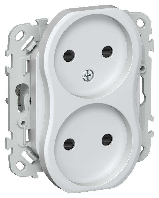 Розетка 2-м СП FLITE РСш02-0-ФлЖ 10А без заземл. с защ. шторками механизм жемчуж. IEK FI-R23-10-K36