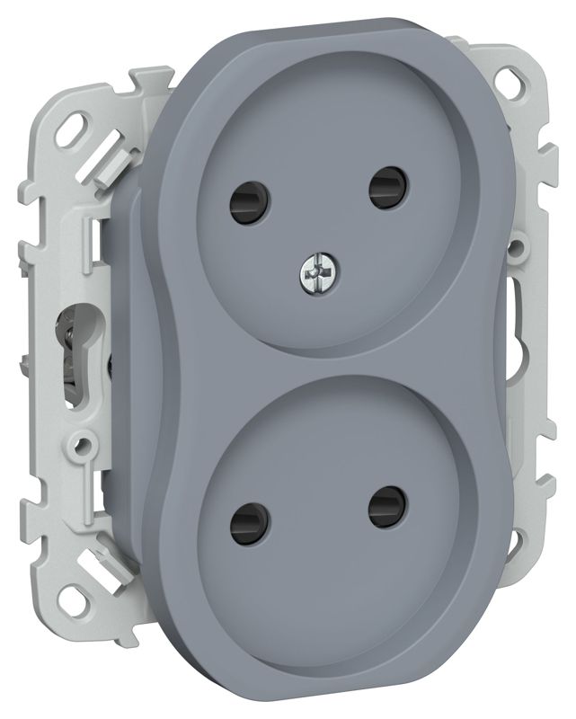 Розетка 2-м СП FLITE РСш02-0-ФлМ 10А без заземл. с защ. шторками механизм маренго IEK FI-R23-10-K35