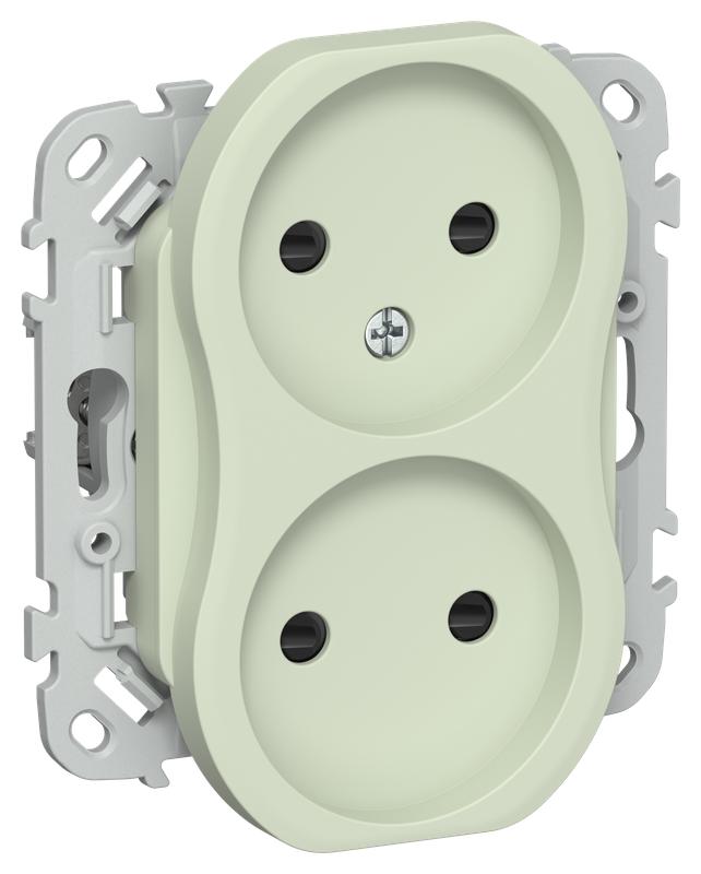Розетка 2-м СП FLITE РСш02-0-ФлП 10А без заземл. с защ. шторками механизм панг IEK FI-R23-10-K92